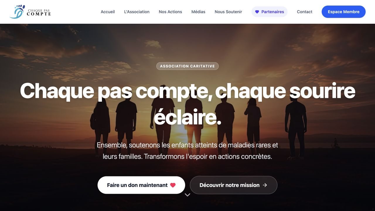 Aperçu du site Chaque Pas Compte, une réalisation Fusepoint